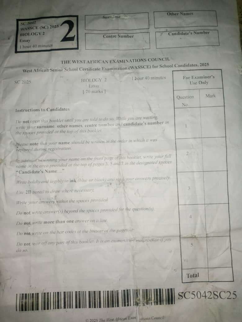 WAEC customized biology essay and obj questions papers 